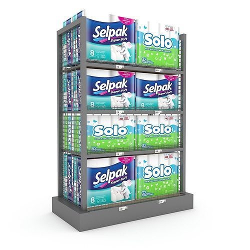 cleaning product market stand 04 Low-poly 3D model