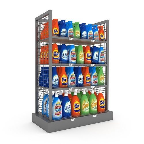 cleaning product market stand 05 Low-poly 3D model