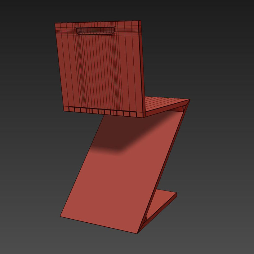 Zig Zag chair Low-poly 3D model_7