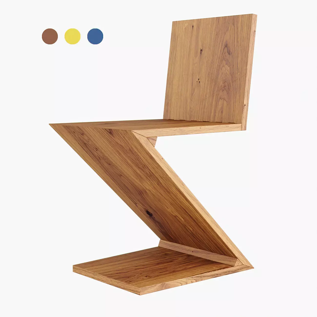 Zig Zag chair Low-poly 3D model_0