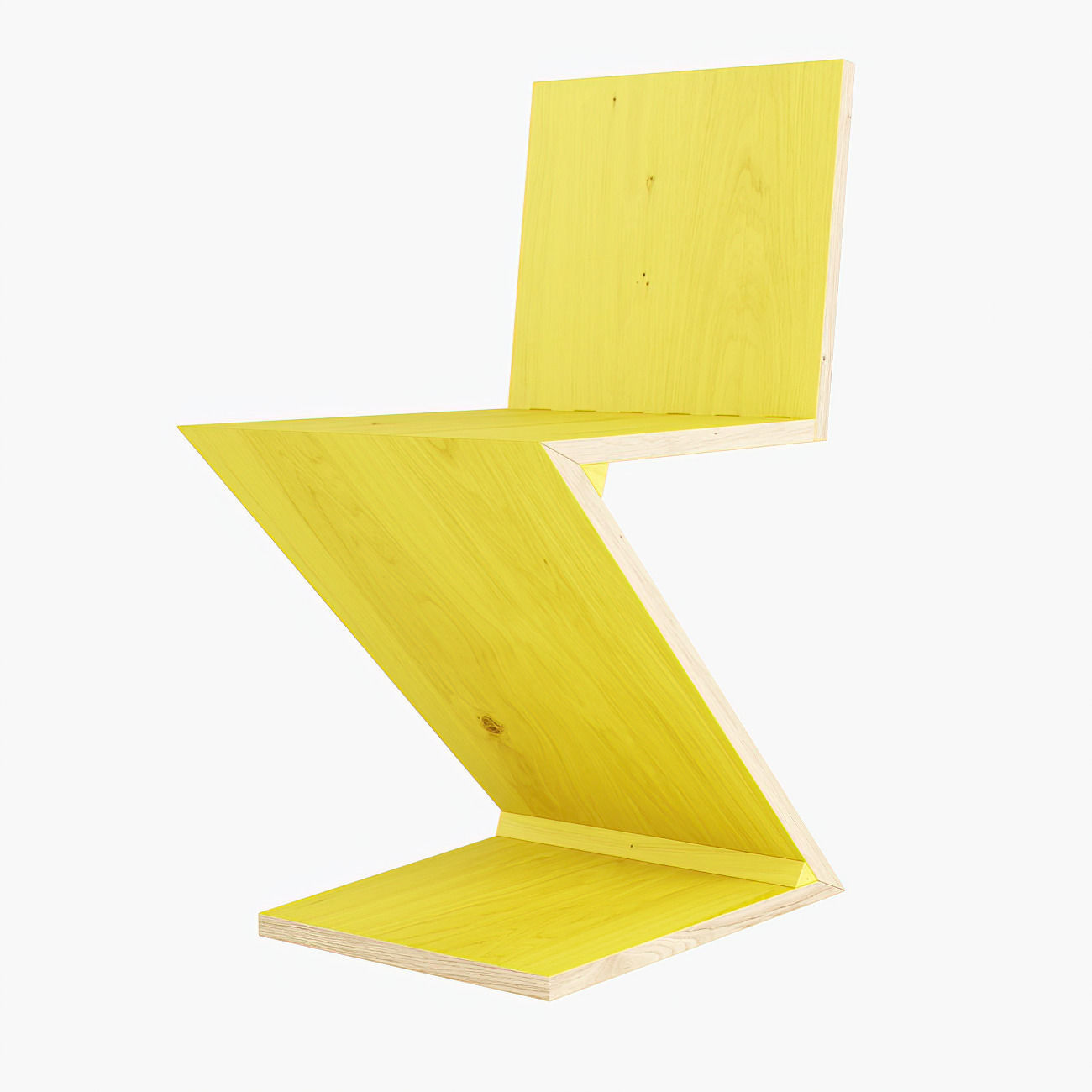 Zig Zag chair Low-poly 3D model_4