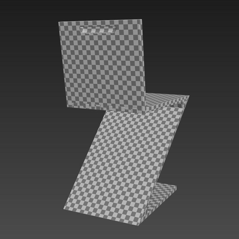 Zig Zag chair Low-poly 3D model_6