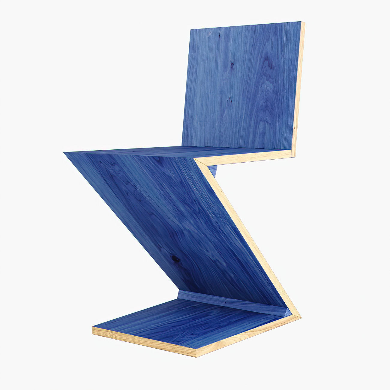 Zig Zag chair Low-poly 3D model_3