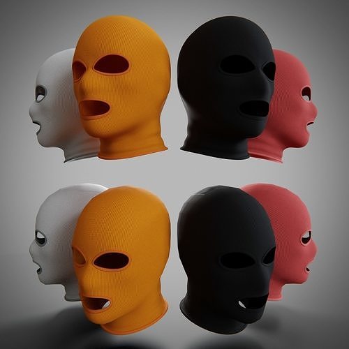 Low and High-poly Fabric Balaclava multi-color set Low-poly 3D model