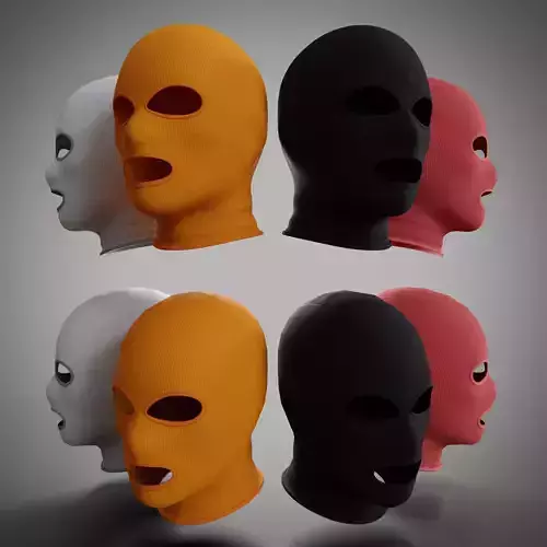 Low and High-poly Fabric Balaclava multi-color set Low-poly 3D model