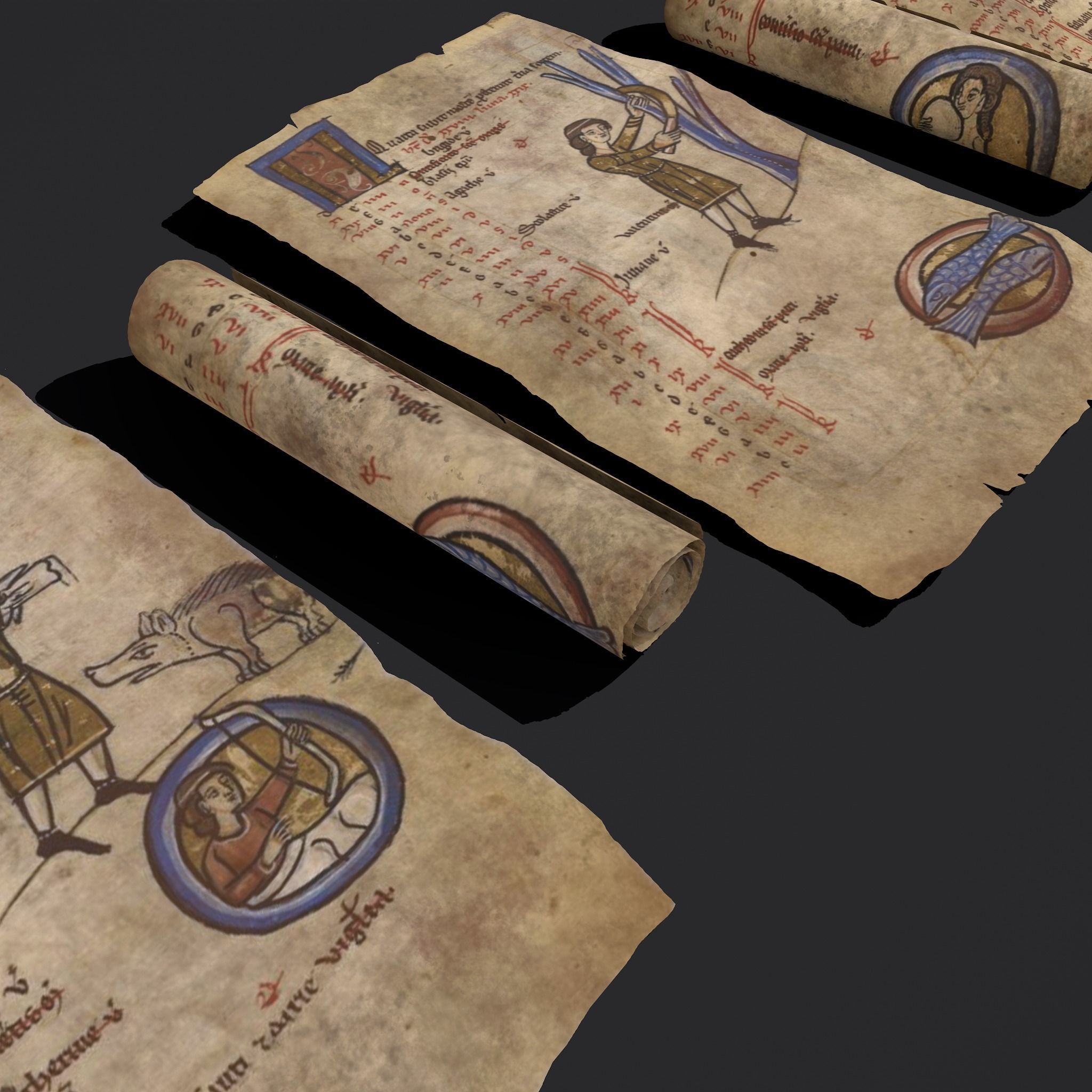 Scrolls Shelf and Holder 3D Model Collection_97