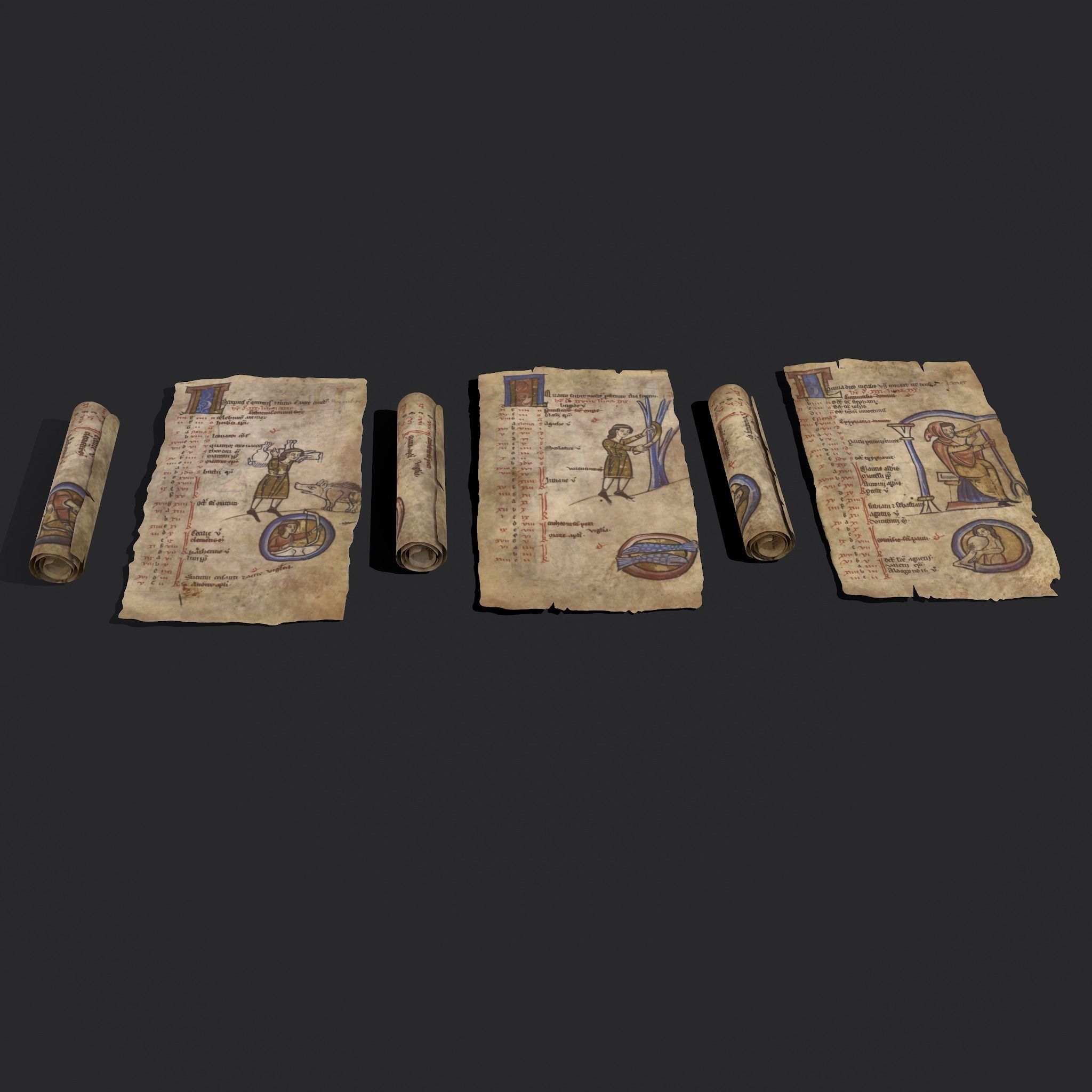 Scrolls Shelf and Holder 3D Model Collection_88