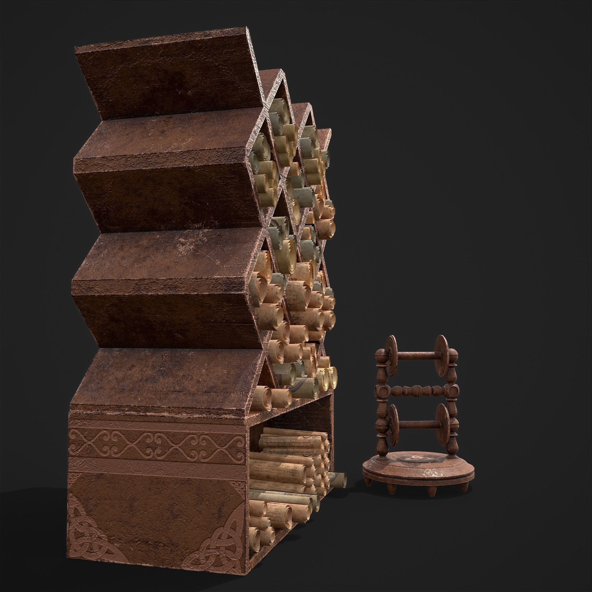 Scrolls Shelf and Holder 3D Model Collection_137