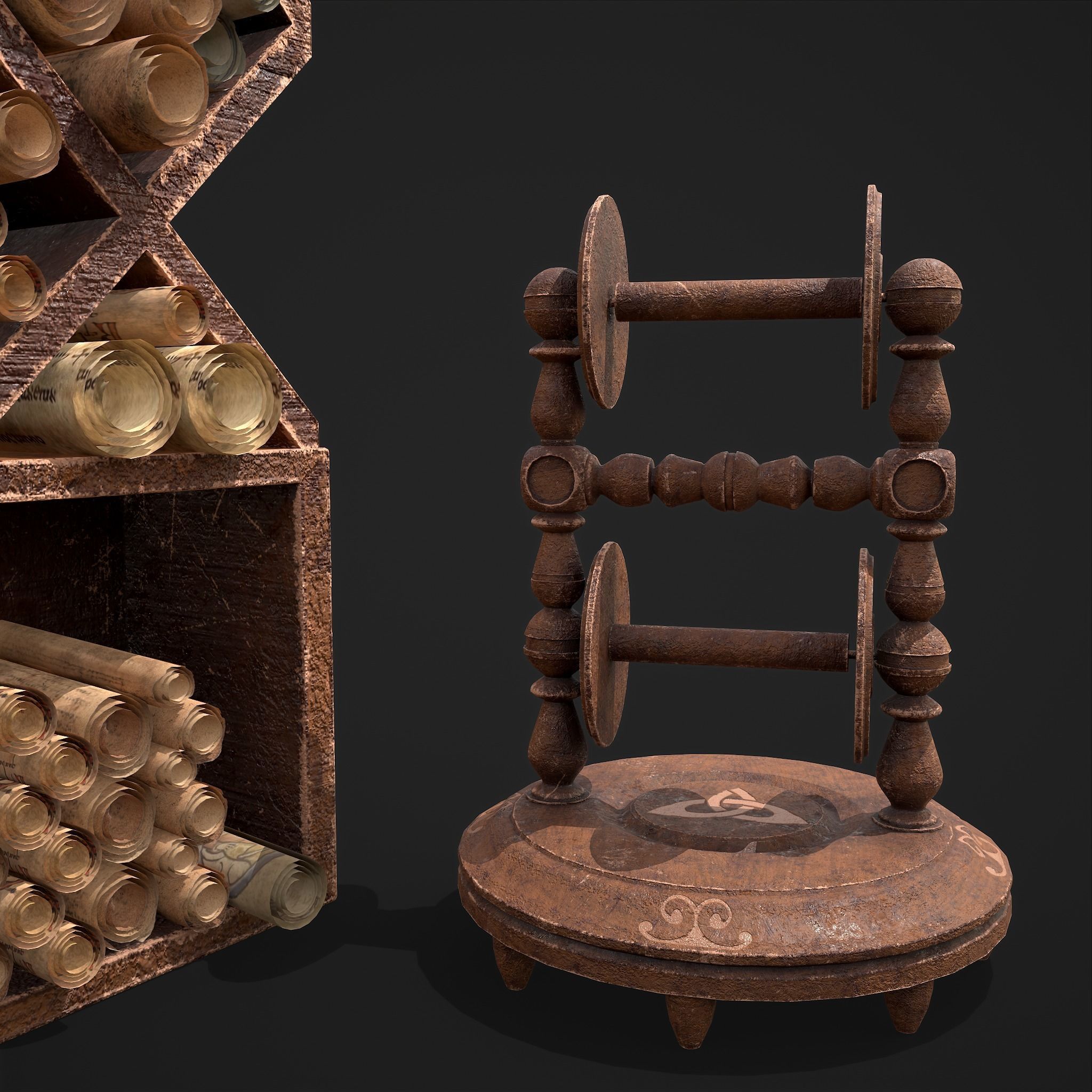 Scrolls Shelf and Holder 3D Model Collection_151