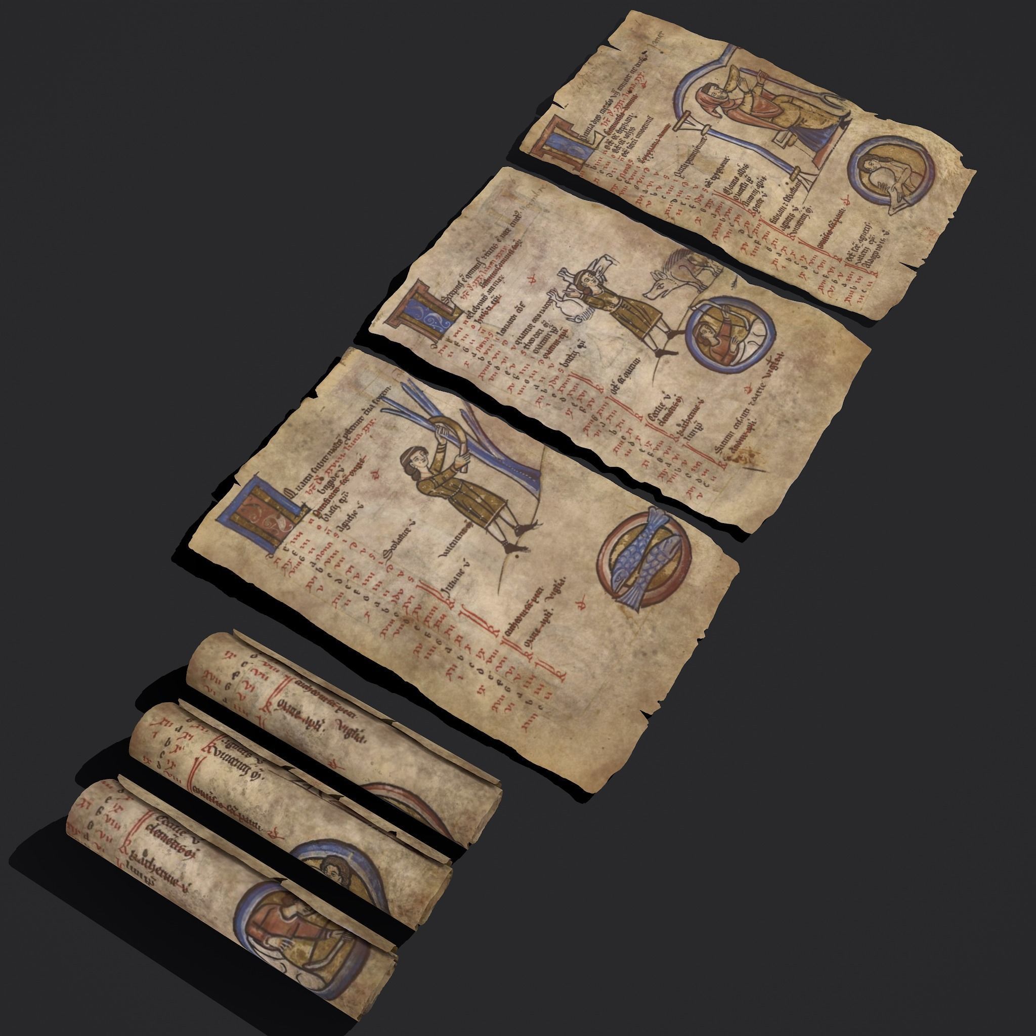 Scrolls Shelf and Holder 3D Model Collection_83