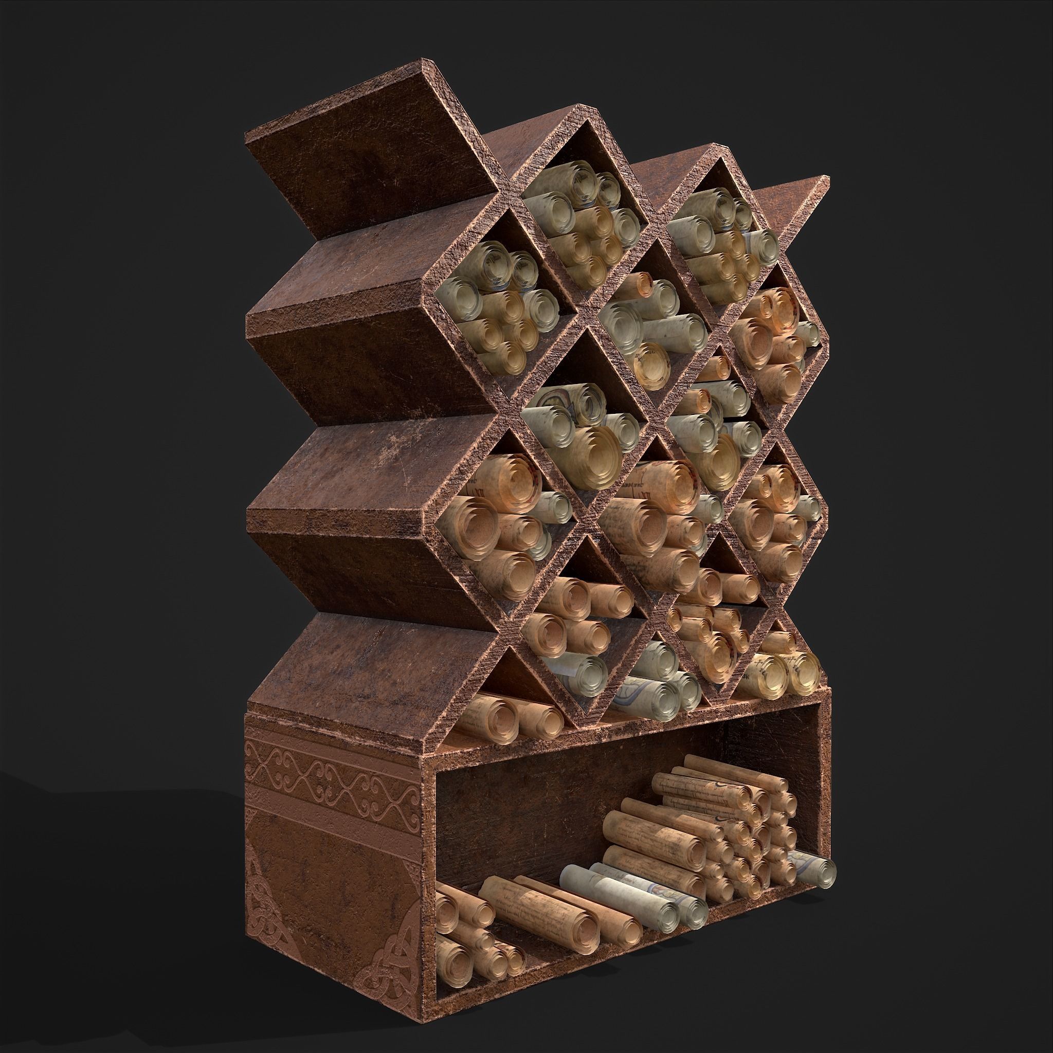 Scrolls Shelf and Holder 3D Model Collection_31