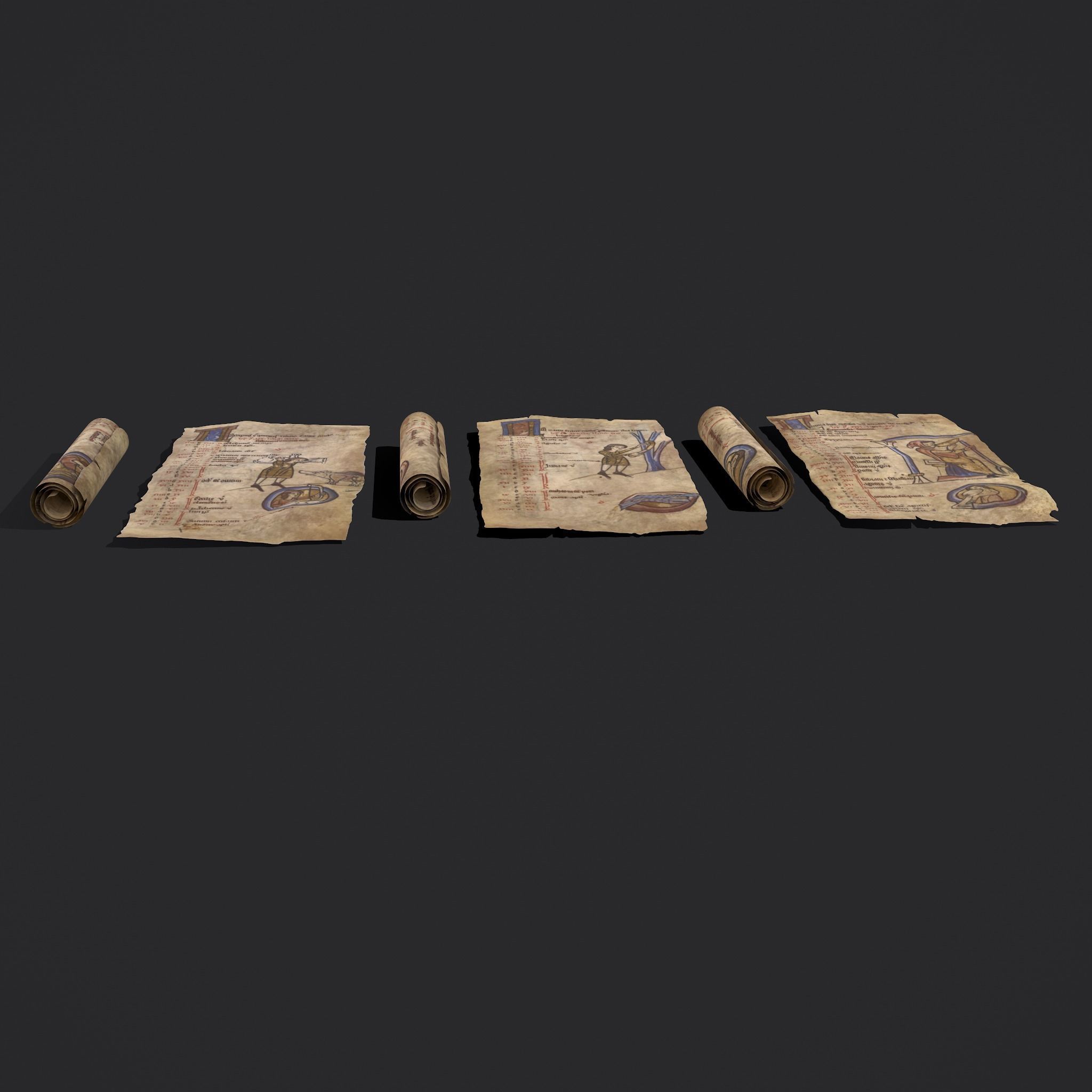 Scrolls Shelf and Holder 3D Model Collection_87