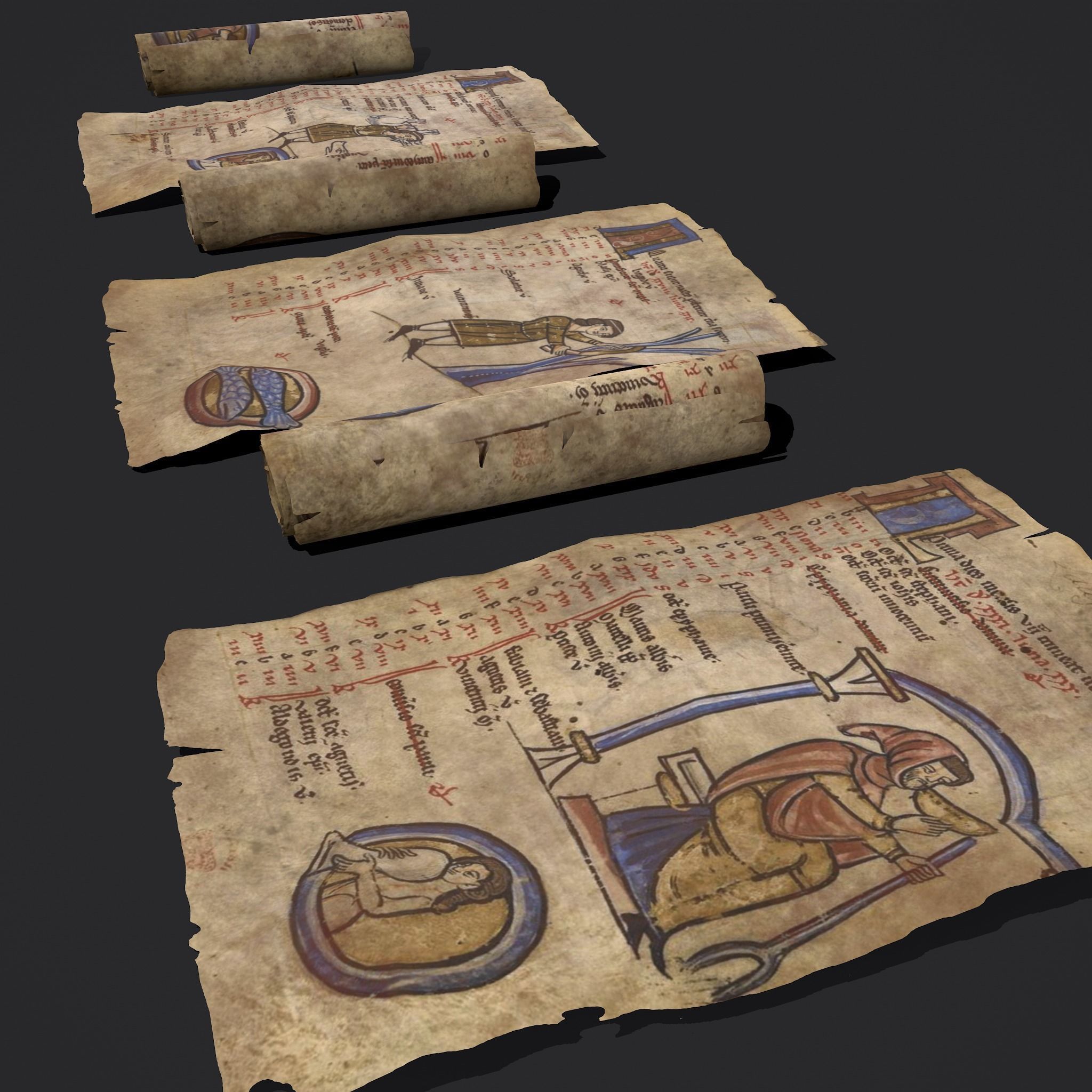 Scrolls Shelf and Holder 3D Model Collection_96