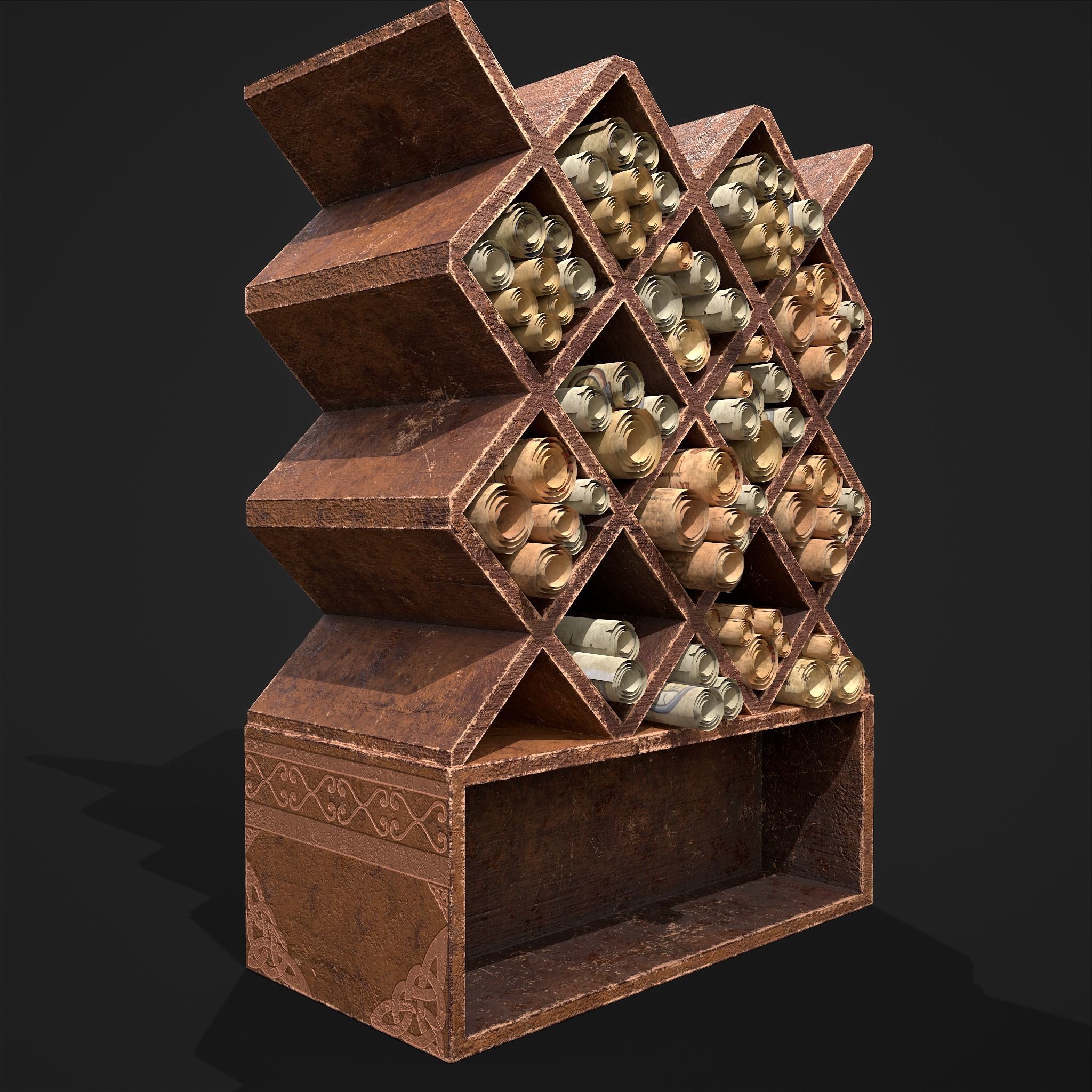 Scrolls Shelf and Holder 3D Model Collection_143