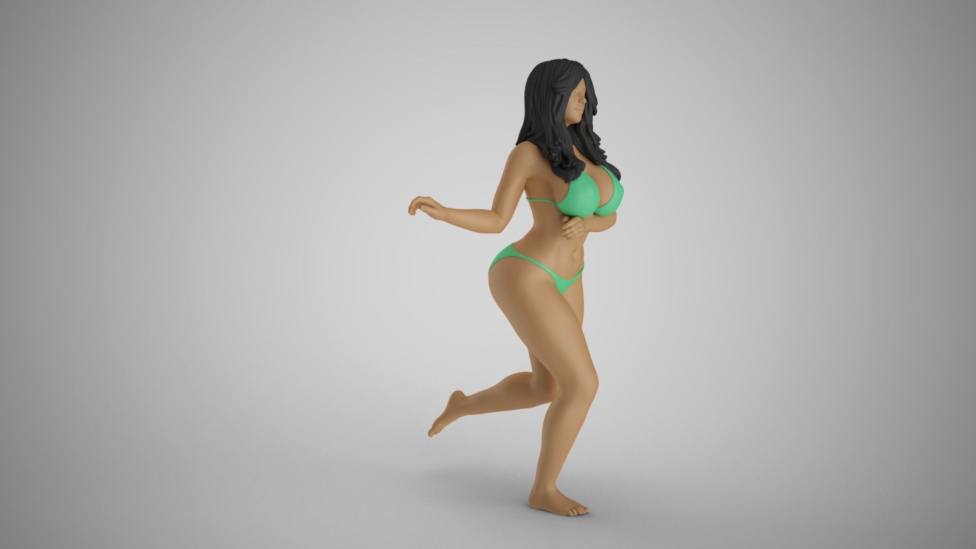 Girl Running in Water 3D print model_4