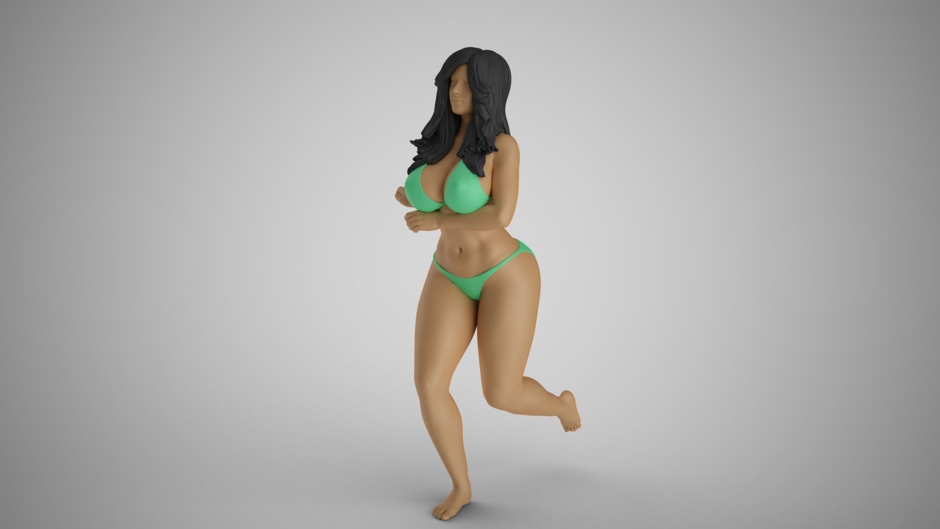 Girl Running in Water 3D print model_10