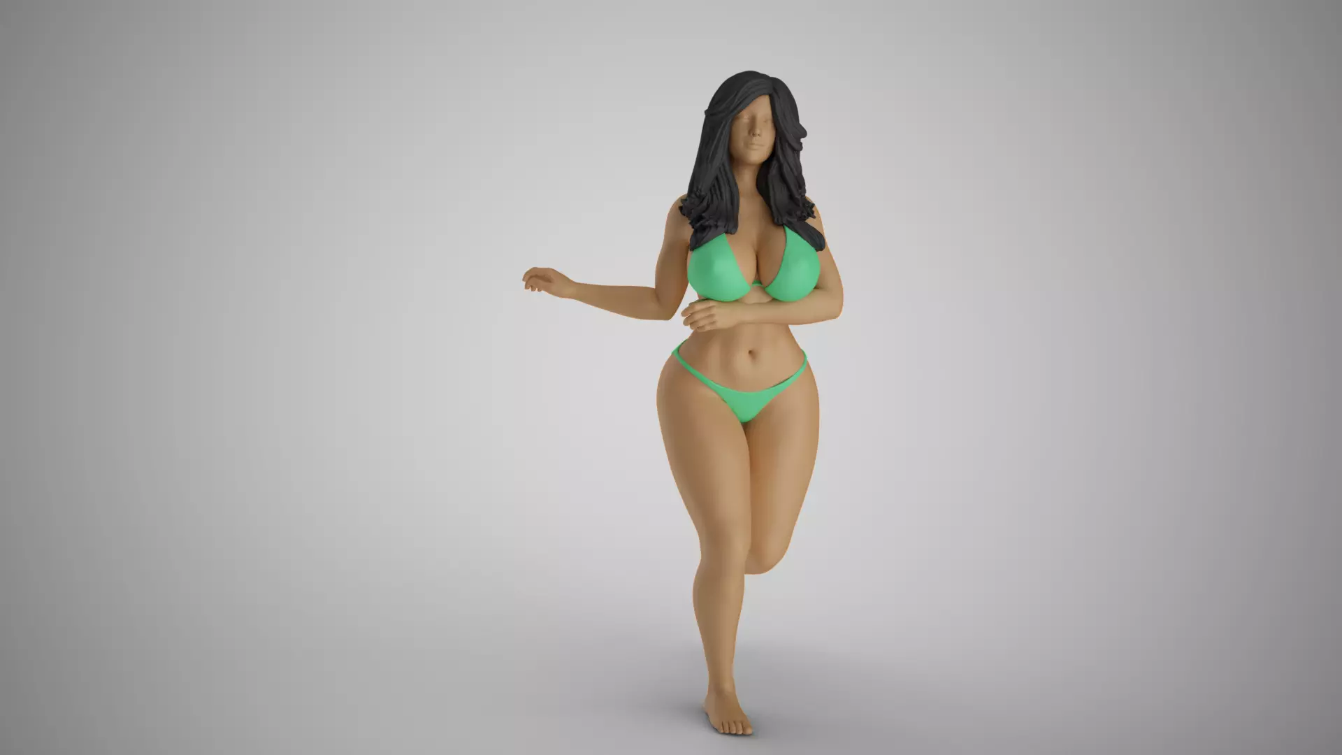 Girl Running in Water 3D print model_0