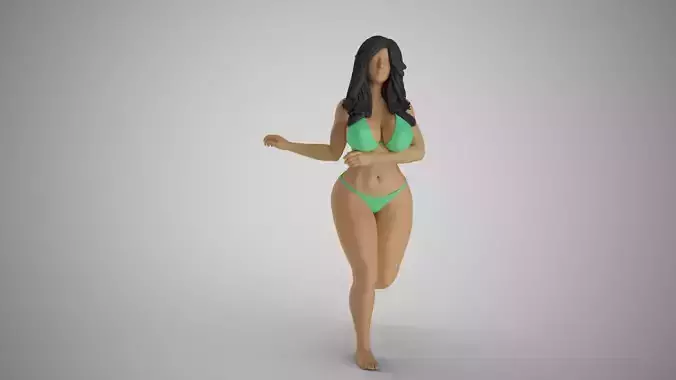 Girl Running in Water 3D print model