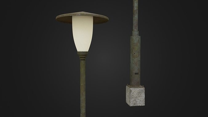 Old Worn Street Light Street lamp 02 Low-poly 3D model