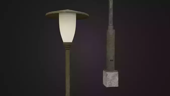 Old Worn Street Light Street lamp 02 Low-poly 3D model
