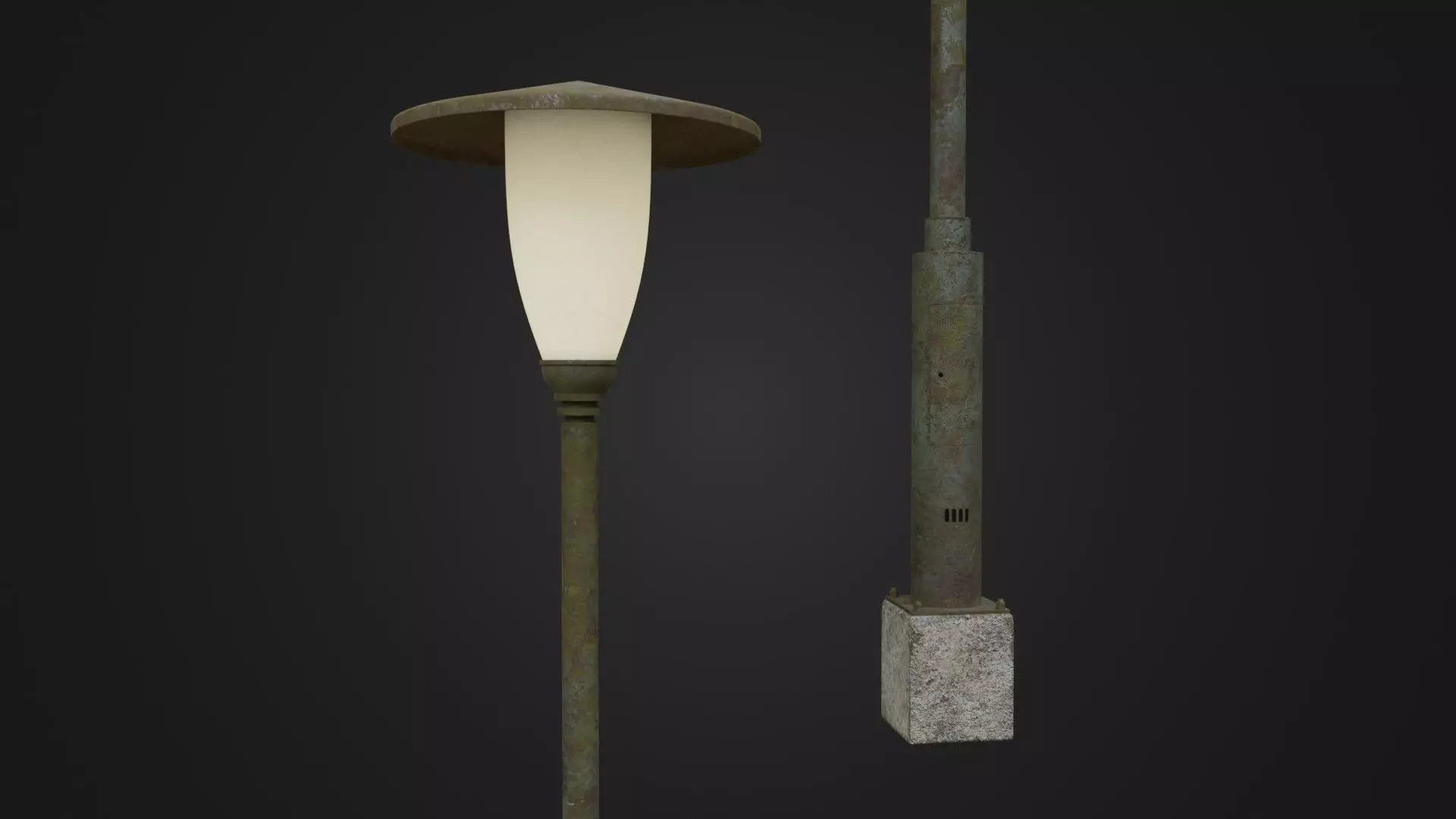 Old Worn Street Light Street lamp 02 Low-poly 3D model_0