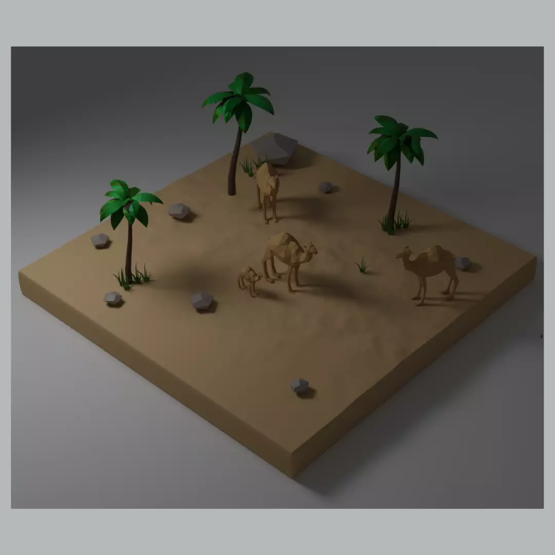Camel and calf 3D model_0