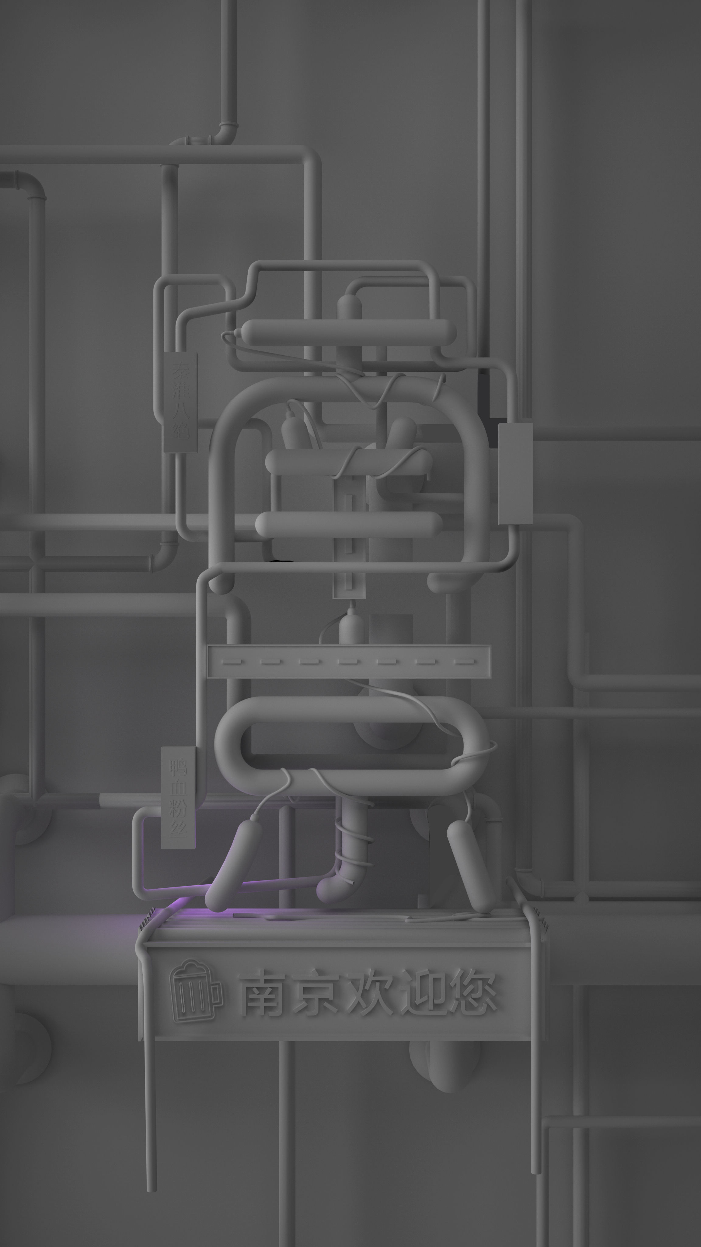 Font neon tube 3D model_2