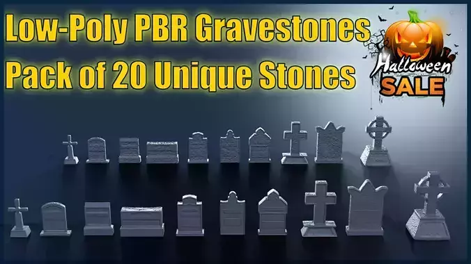 Low Poly PBR Grave Stones