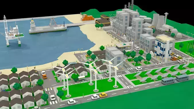 Petrol City - Low poly Low-poly 3D model