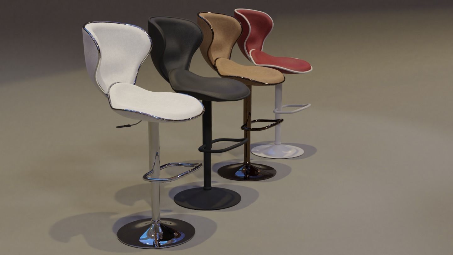 Barstool ARK-8007-WH Low-poly 3D model_2