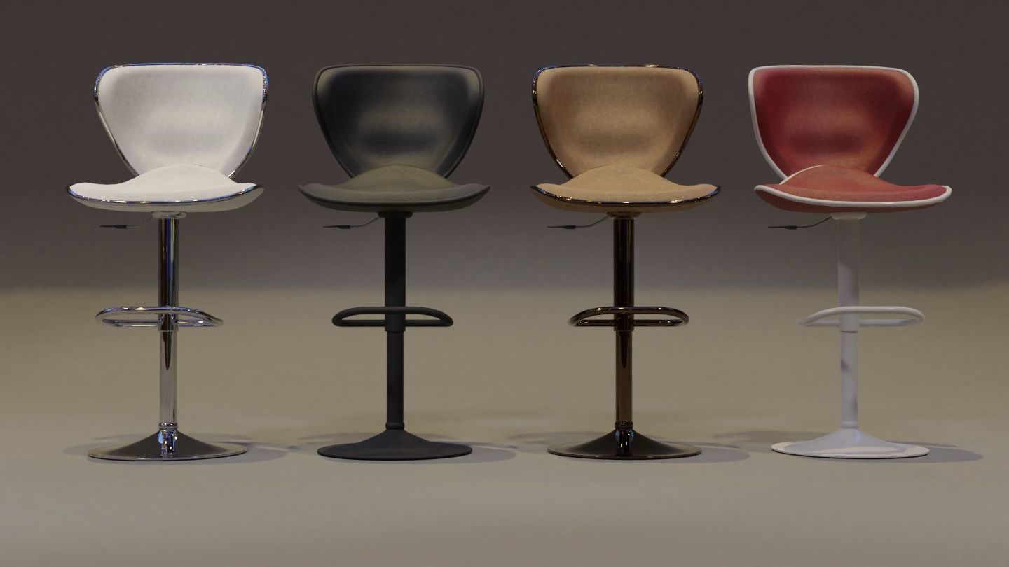 Barstool ARK-8007-WH Low-poly 3D model_9