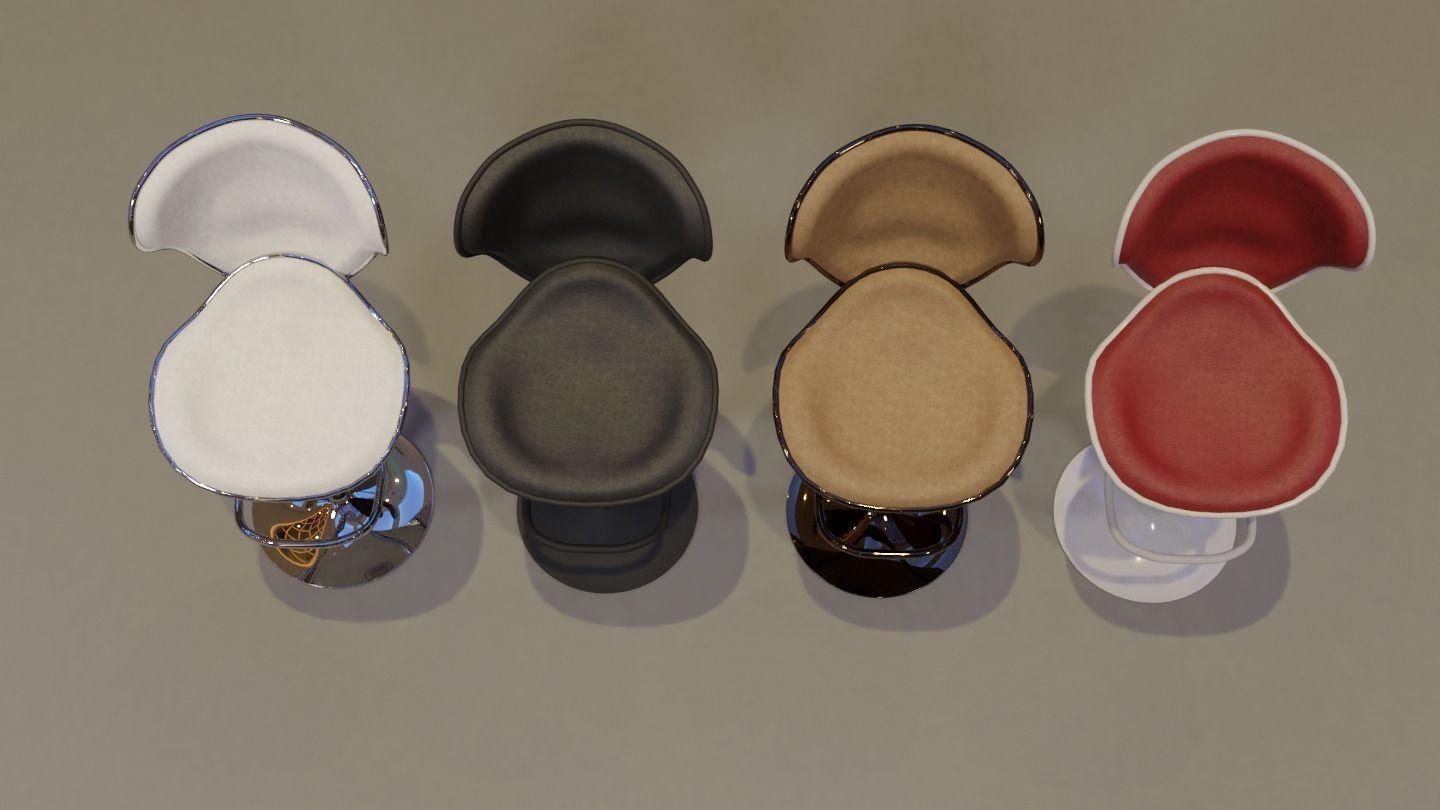 Barstool ARK-8007-WH Low-poly 3D model_8