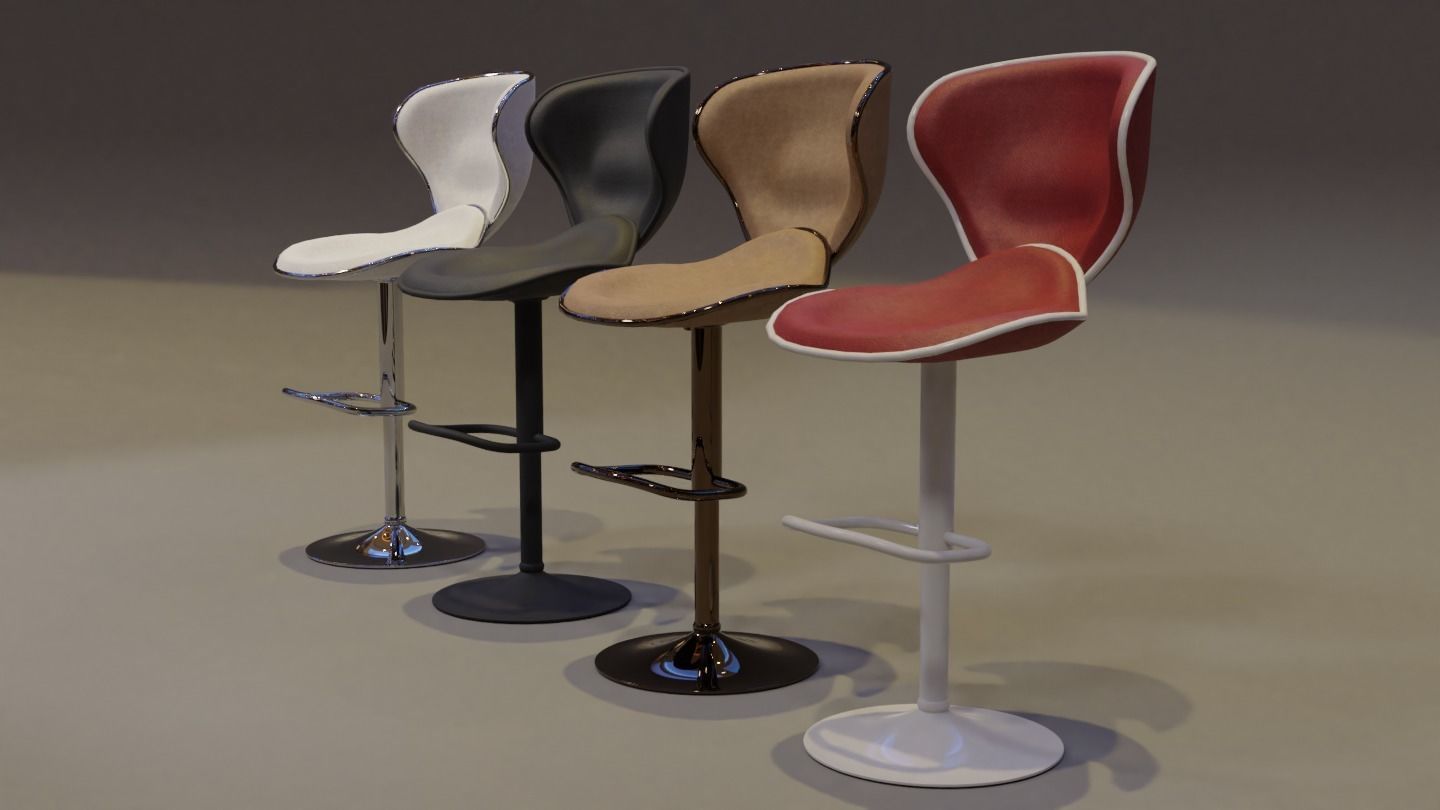 Barstool ARK-8007-WH Low-poly 3D model_1