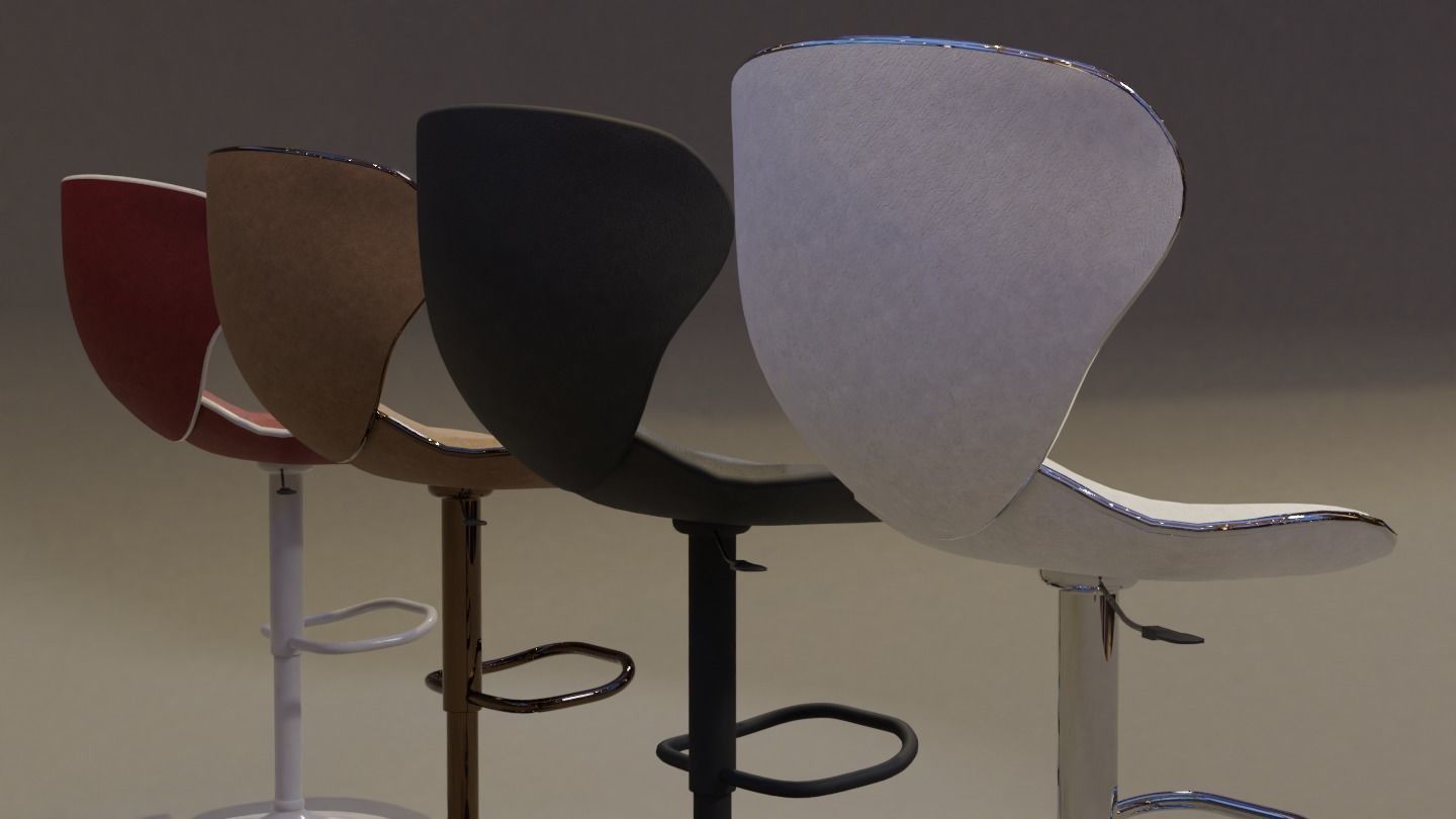 Barstool ARK-8007-WH Low-poly 3D model_7