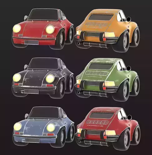 Car stylized porsche pack 3d model
