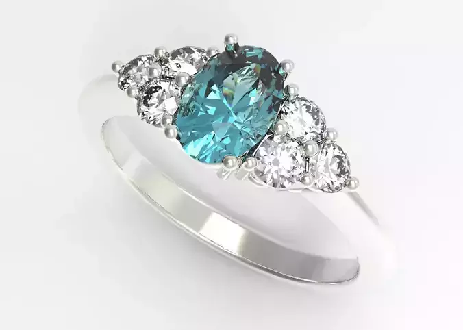 Anello acquamarina e diamanti