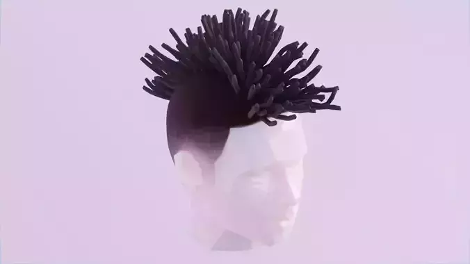 Mohawk Dreadlocks Low-poly 3D model