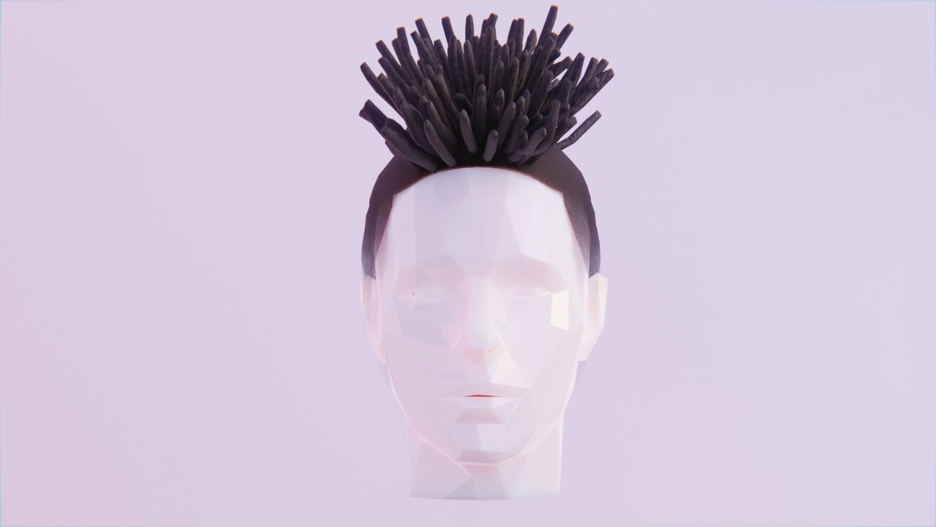 Mohawk Dreadlocks Low-poly 3D model_4
