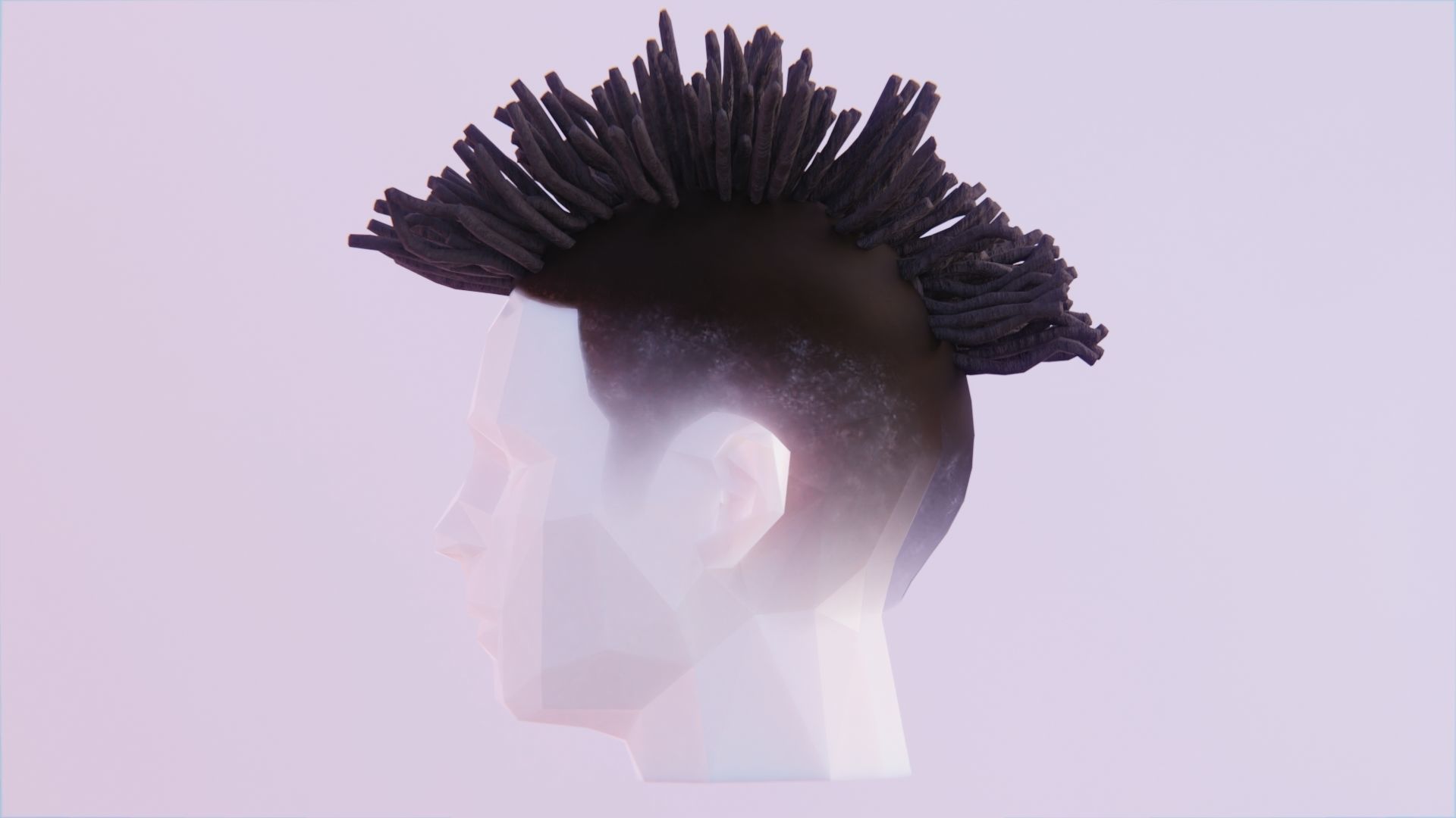 Mohawk Dreadlocks Low-poly 3D model_2