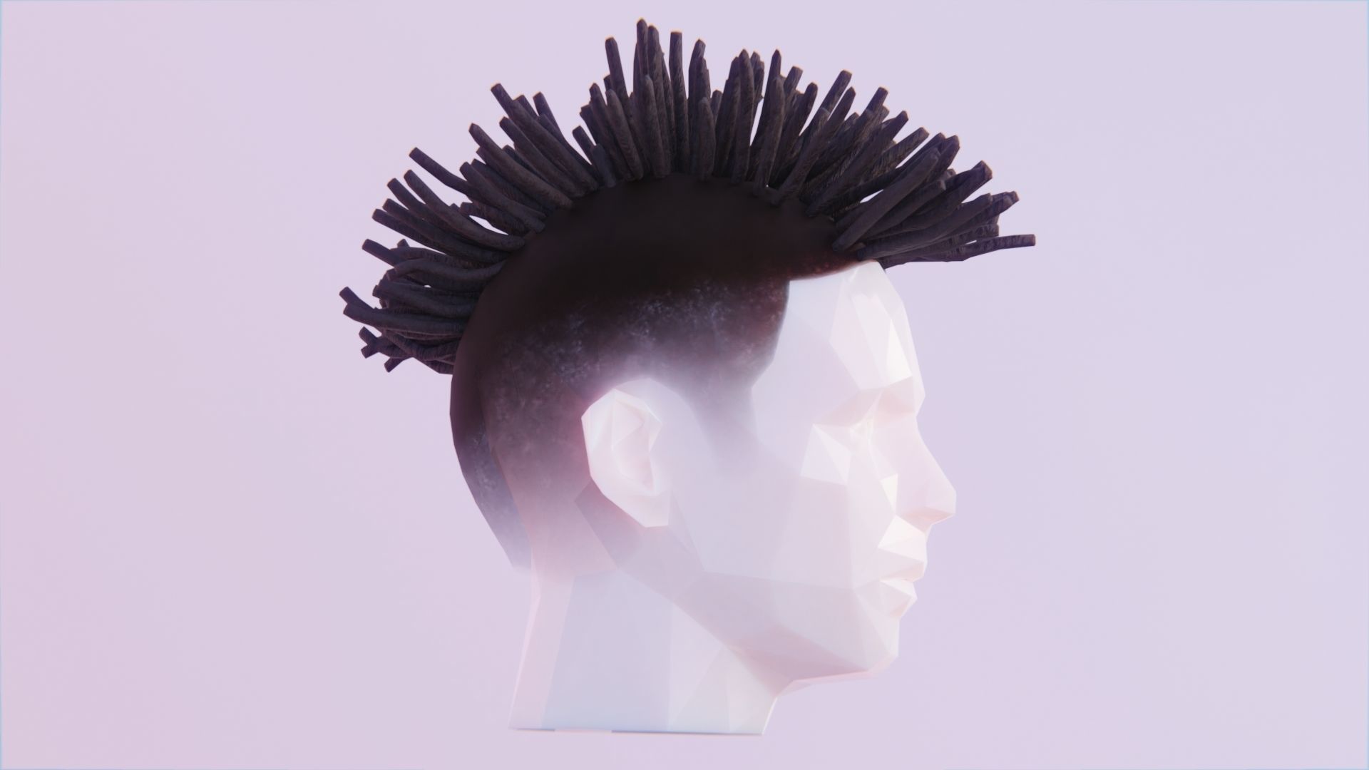 Mohawk Dreadlocks Low-poly 3D model_1