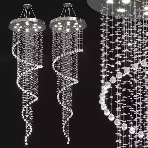 Helix Polished Chrome Clear Crystal 12 Light Halogen Chandelier 3D model