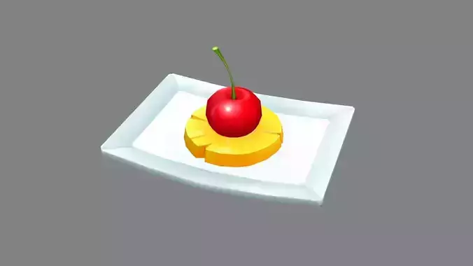 Cartoon dessert - pineapple - cherry
