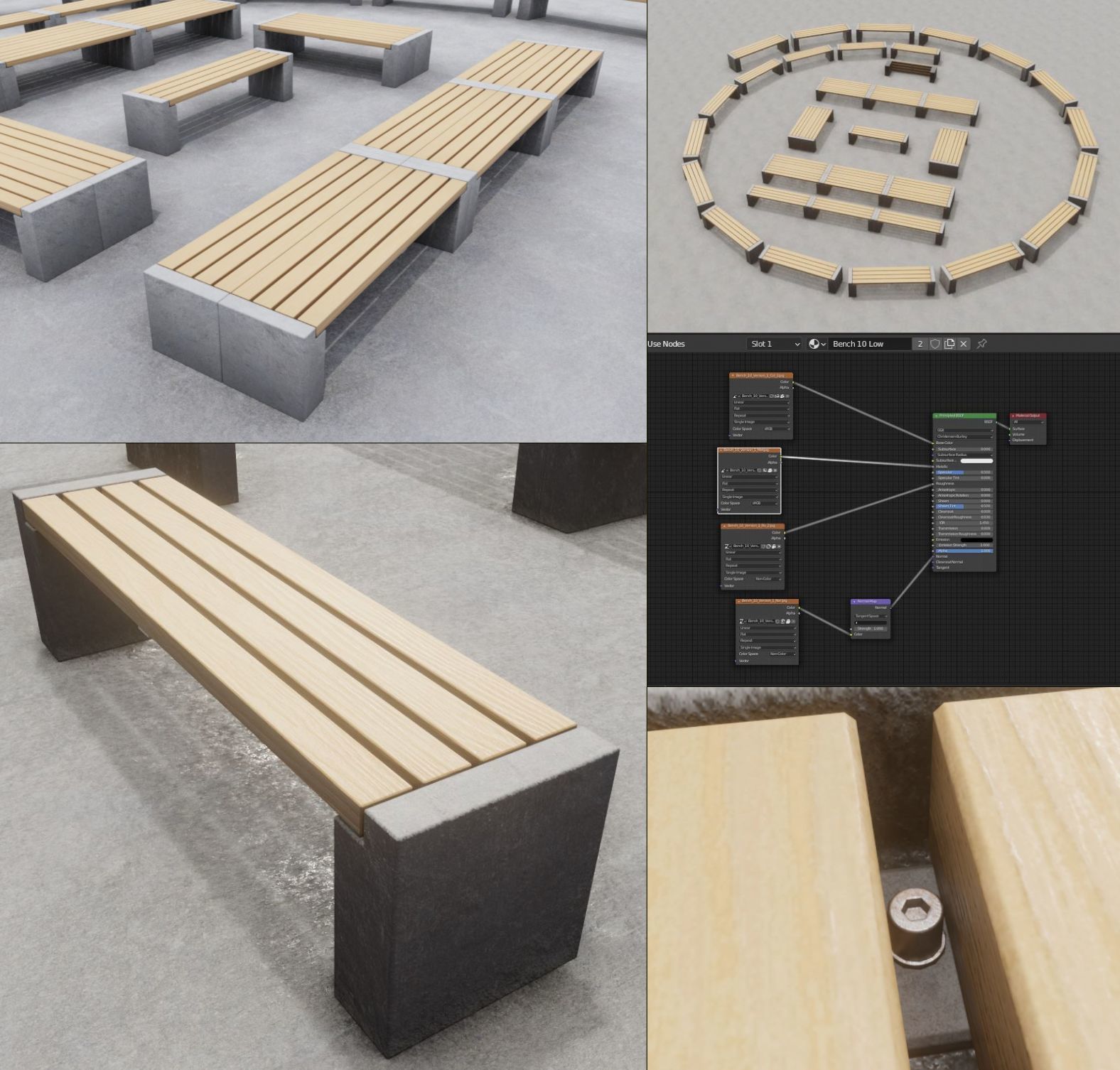 Street Bench 10 Version 1 2 and 3 3D Model Collection_91