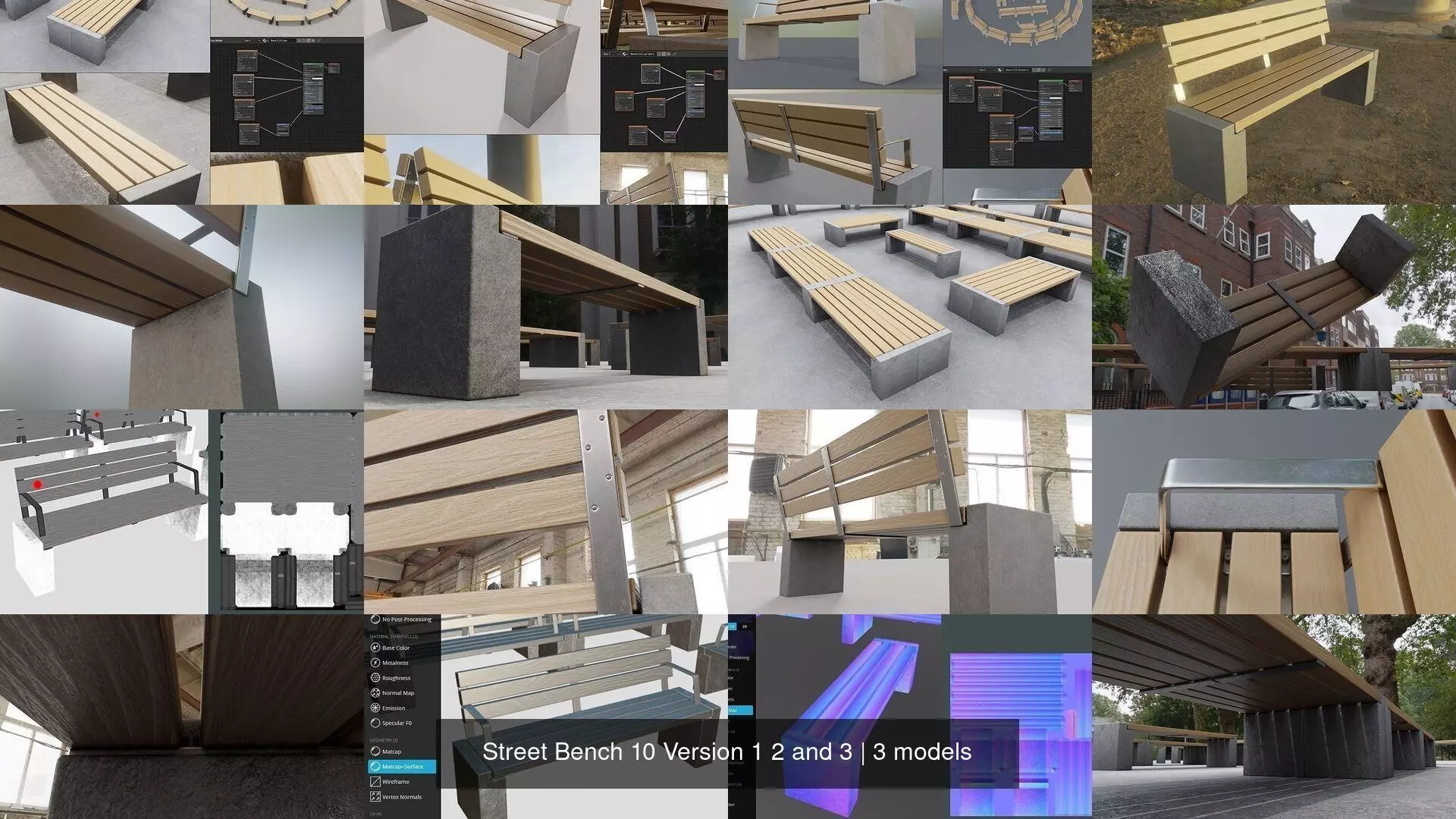 Street Bench 10 Version 1 2 and 3 3D Model Collection_0