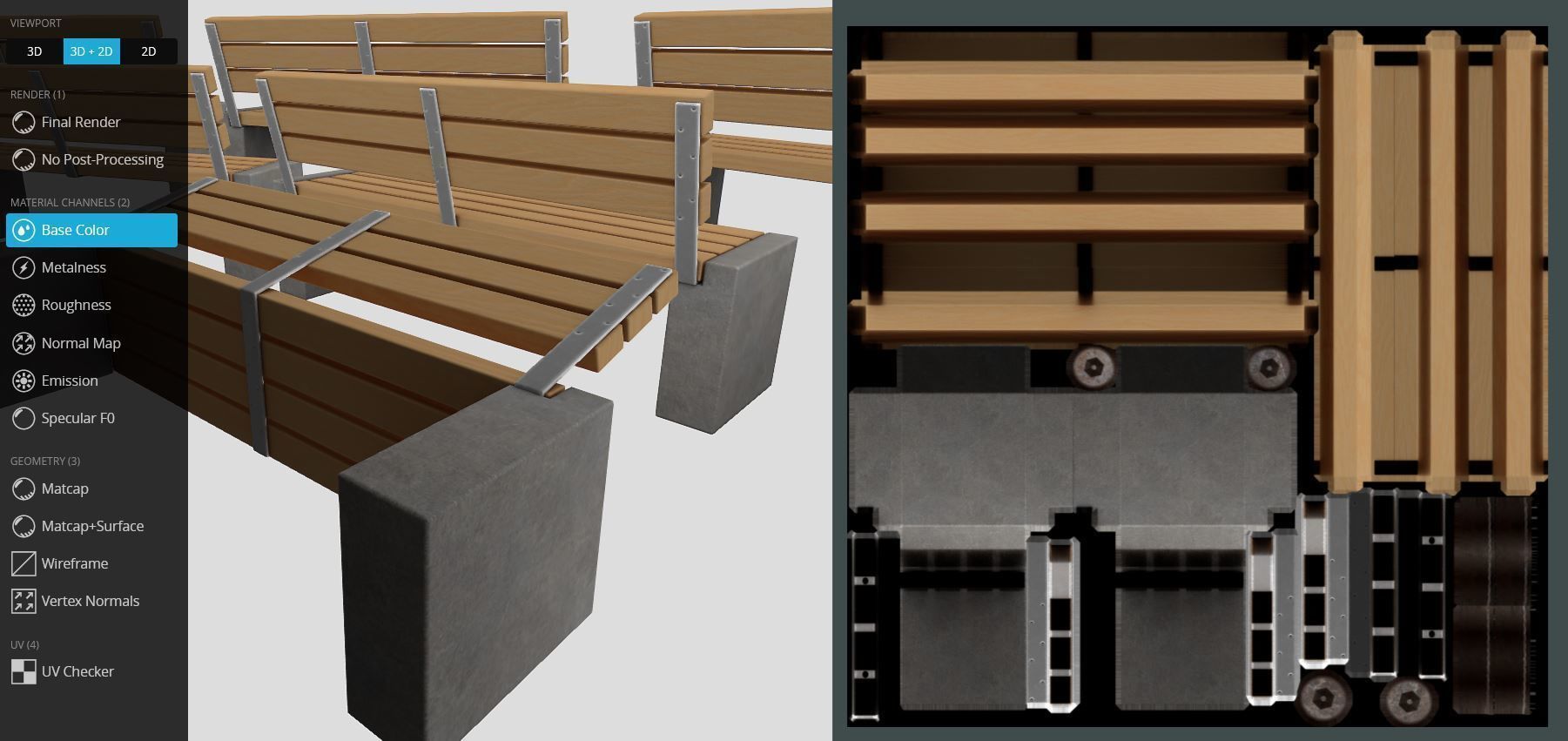 Street Bench 10 Version 1 2 and 3 3D Model Collection_59