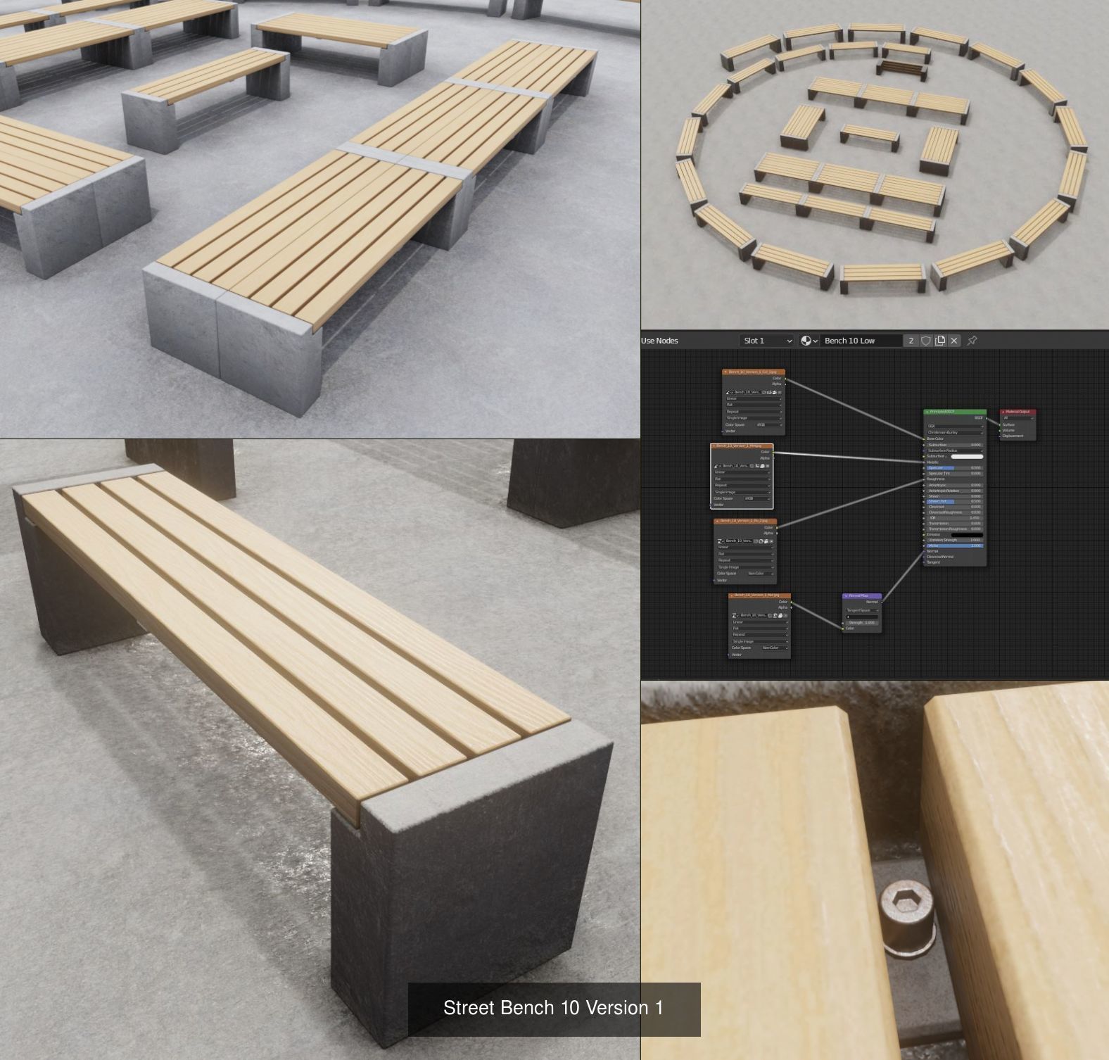 Street Bench 10 Version 1 2 and 3 3D Model Collection_2