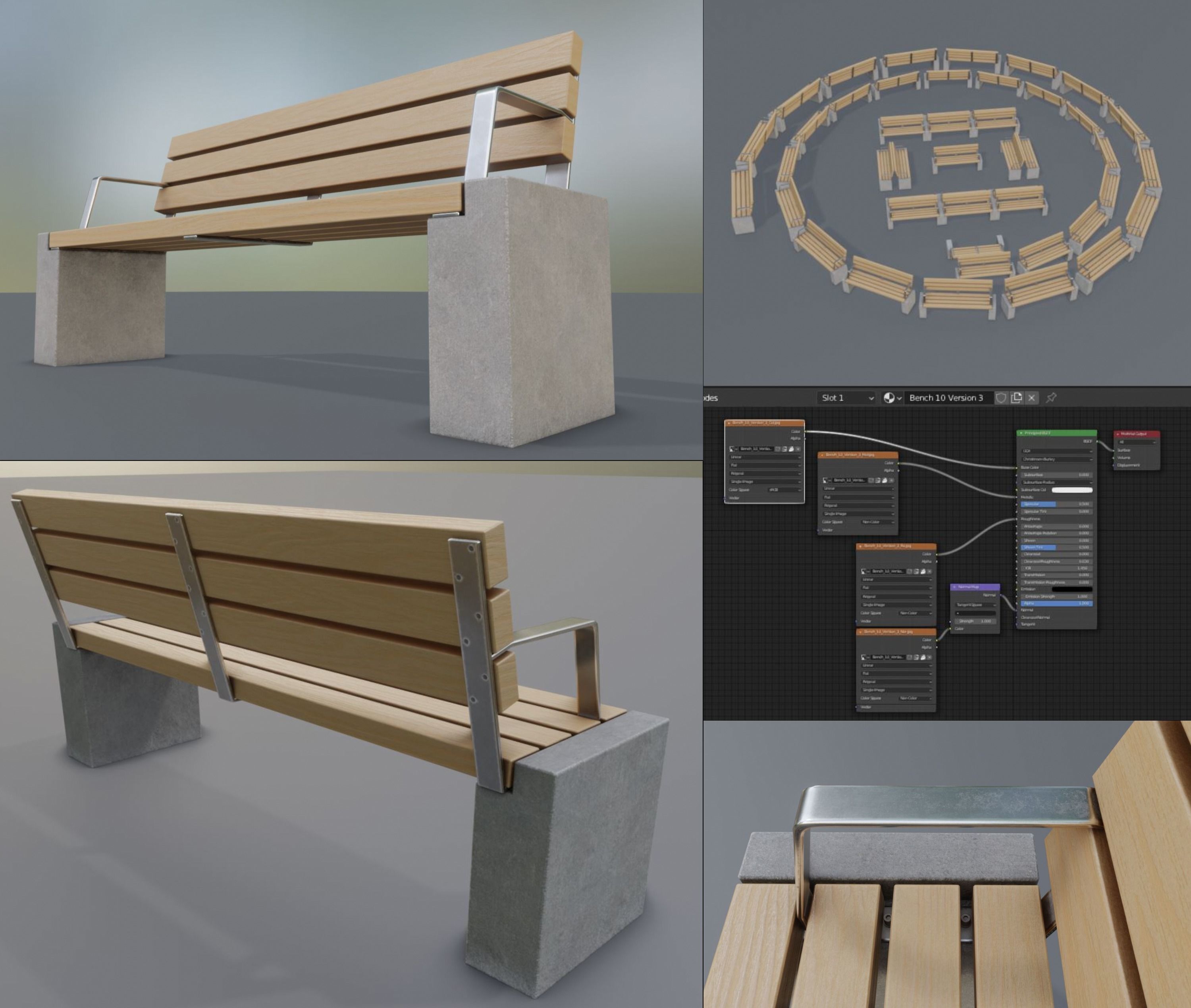 Street Bench 10 Version 1 2 and 3 3D Model Collection_36