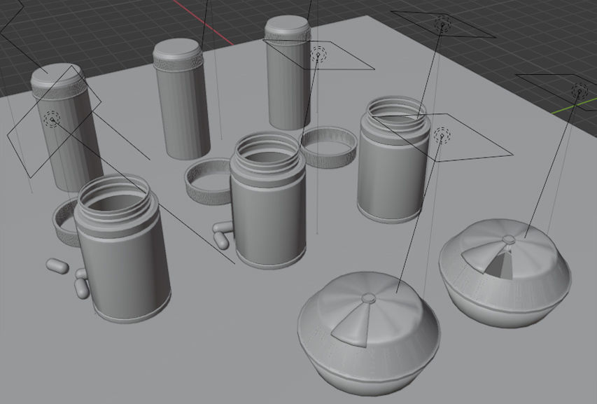 2 simple style pill bottle and 1 japan style pill box 3D model_8