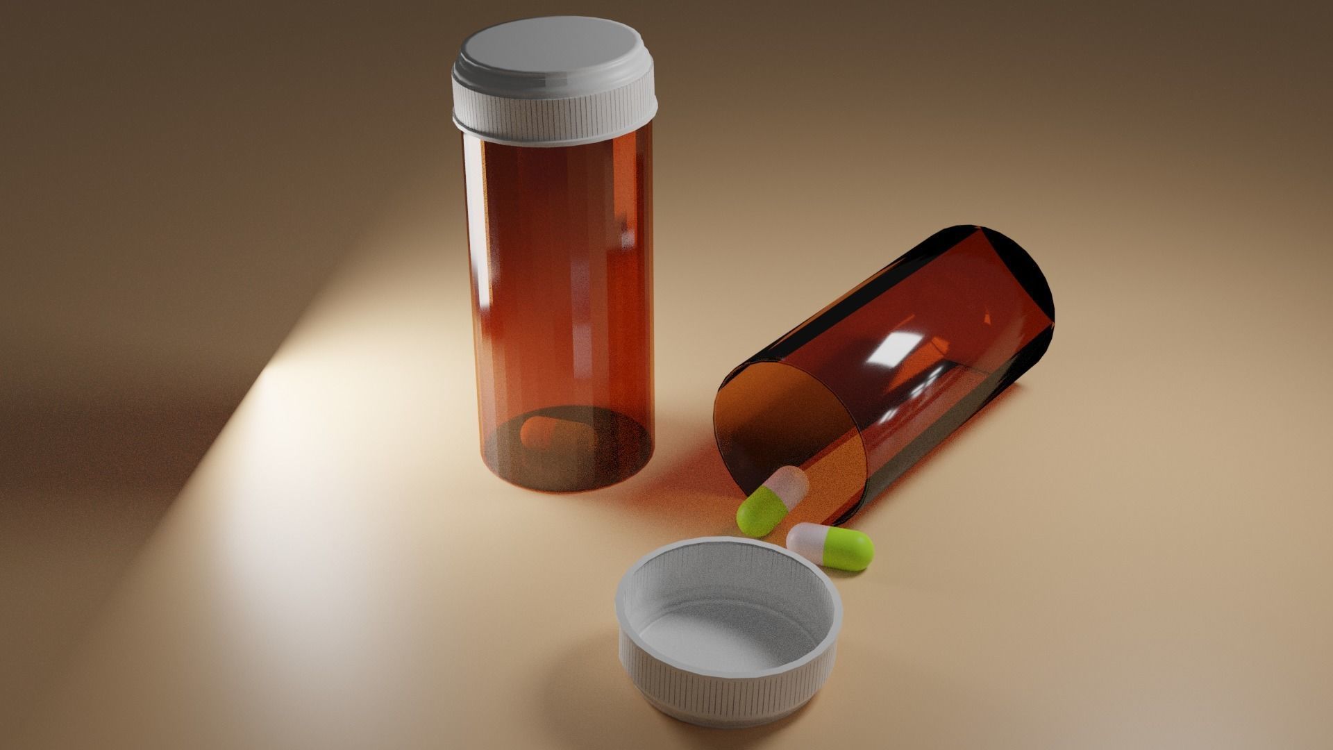 2 simple style pill bottle and 1 japan style pill box 3D model_2
