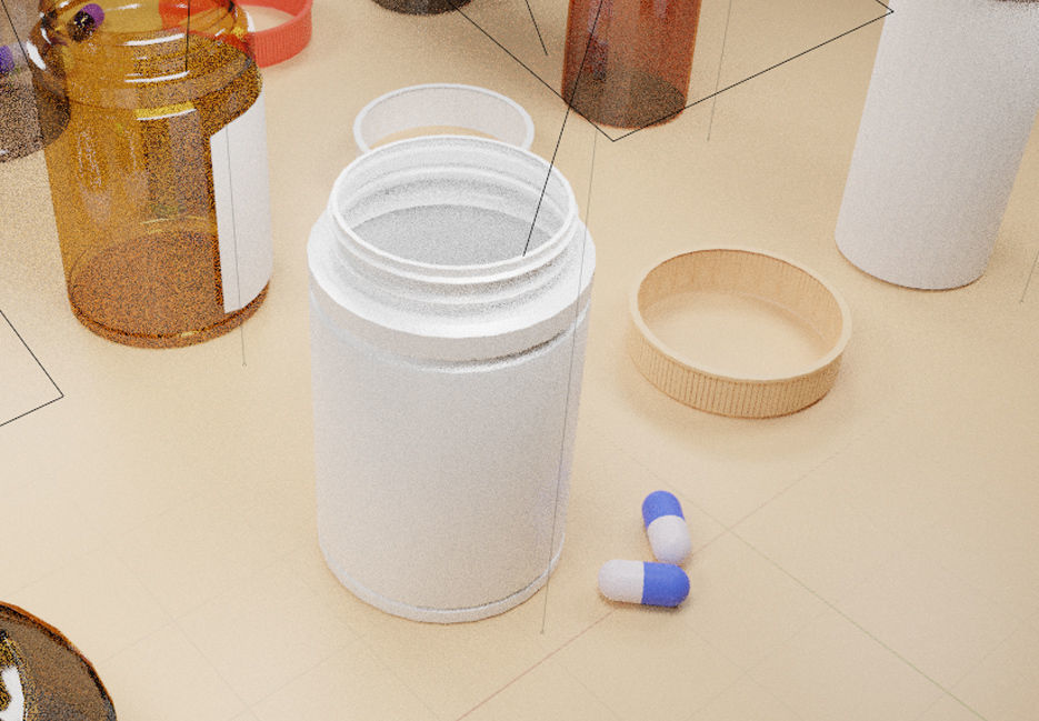 2 simple style pill bottle and 1 japan style pill box 3D model_9